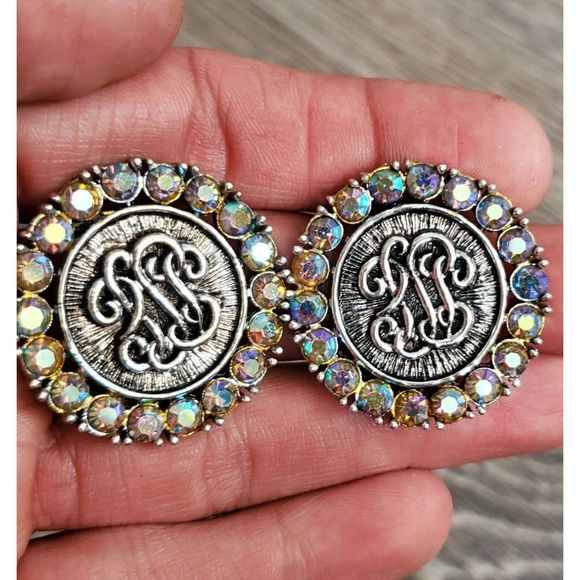 Vintage Faux Pocket Watch Judy Lee Clip On Earrings - Picture 1 of 7